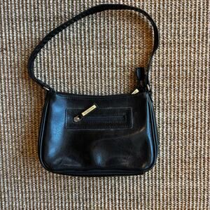 Vintage Liz Claiborne Navy Leather Mini Shoulder Baguette Bag 90s Y2K